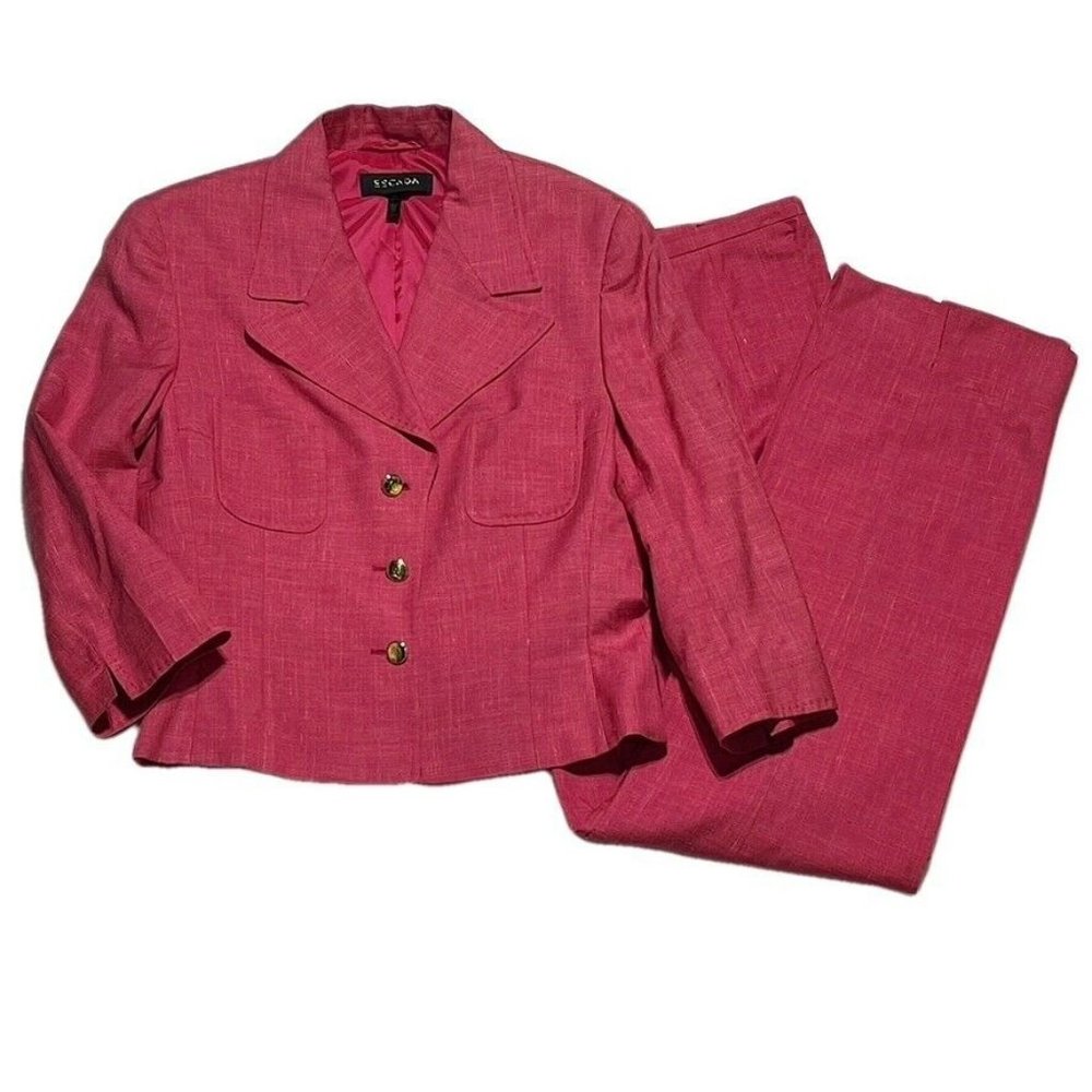 ESCADA Womens Suit Size 38/40 Pink Silk/Linen Pant Suit